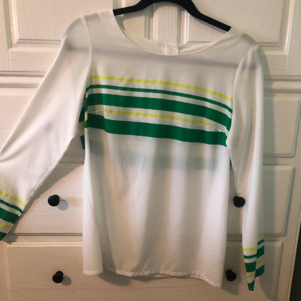 White blouse and green strip